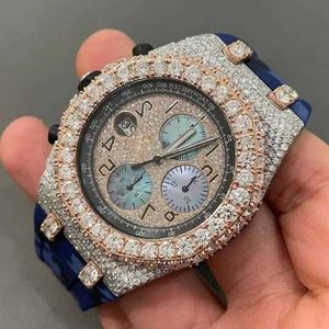 6TCP 3nnJ 2023 Innego zegarek na rękę luksusową biżuterię vvs lodowe zegarek vvs1 Diamond 2 ton złoty kolor mechaniczny zegarek HIPA931