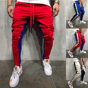 Zogaa calças de moletom masculinas, listras laterais, hip hop, pista, roupa de rua, skinny, cordão, cintura elástica, casual, trouse326o