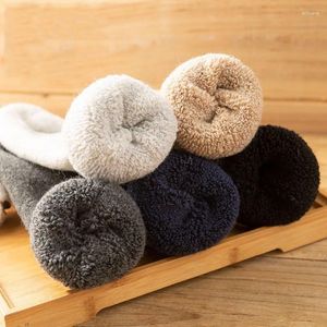 Men's Socks Wool 5 Thick Pairs Men Autumn Winter Pure Color Long Tube Warm Terry Towel Calcetines Hombre Meia