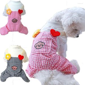 Cão vestuário bonito macacão xadrez calças roupas para animais de estimação para cães pequenos filhote de cachorro gato roupas treino macacão cinta onesie yorks xl