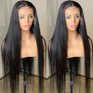 Syntetyczne peruki proste koronkowe przedni peruka dla kobiet Remy Brazylijskie Kinky Curly Human Humn Hair w Sale Transparent T Zamknięcie 231027