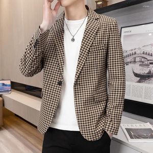 Ternos masculinos 2023quatro estações high-end blazer moda tudo tendência bonito negócio xadrez terno versão coreana magro único oeste