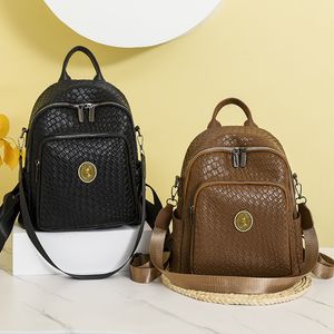 Ladies shoulder bags 2 colors street fashion woven handbag soft and light stitching leather leisure backpack daily with diamond fashion bag 1208#