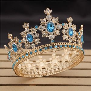Lüks Kraliyet Kral Düğün Taç Gelin Tiaras ve Taçlar Kraliçe Saç Takı Kristal Diadem Balo Başı Headdress Head Accessorie Pageant T274I