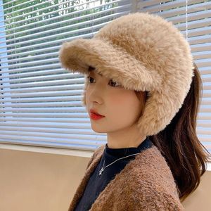 Ball Caps Winter Hat Women Knitted Thickened Warm Baseball Cap Female Ear Protection Earflap Trendy Korean Bonnet