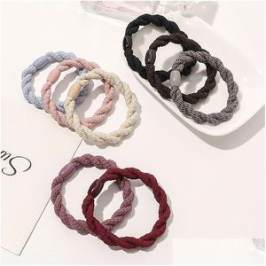 Hårtillbehör Kvinnor Elastiska gummiband Högkvalitativa flickor Ringrep Scrunchies Solid Color Ponytail Ties Gum Drop Delivery Producera Dhnig