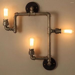 Lâmpada de parede País Americano Estilo Industrial Luzes Loft 3 Cabeças Tubulação de Água Sconce Vintage Bronze Ferro Art Lustre