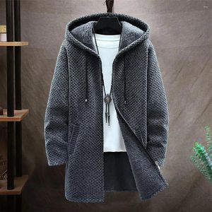 Men's Suits Hooded Sweater Drawstring Knitted Temperament Windproof Zipper