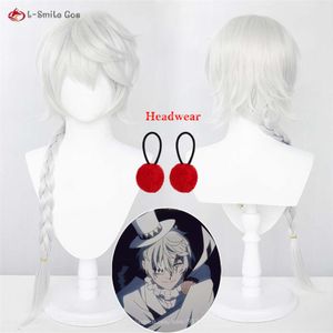 Catsuit Costumes Anime Bungou Stray Dogs 4 Nikolai Gogol Cosplay Long Grey White Braided Heat Resistant Hair Party Wigs + Wig Cap