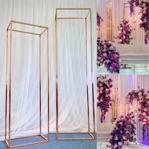 Decorazione per feste 2 pezzi Oro lucido Grand Large Frame Riser Flowe Arch Column Froral Light Espositore sospeso Fondali per matrimoni Puntelli