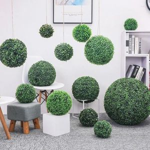 Dekoratif Çiçekler Yapay Şimşir Topiary Ball UV Dirençli Milan Grass Faux Bitkiler Ev Bahçesi Açık Balkon Dekoru