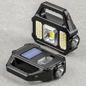 Tragbare Laternen Multifunktionale Suchscheinwerfer Outdoor Camping Wasserdichte Solar Lade Schatz Starke Licht Cob Lampe