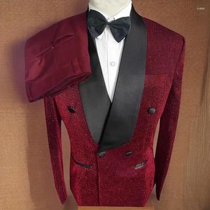 Men's Suits Double Breasted Velvet For Men Wedding Groom Tuxedo Formal Business Blazers Italian Fashion 2 Piece Jacket Pants 2023