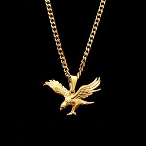 Nuova collana con ciondolo d'aquila con ali di Dapeng Figura di animale fortunato Hip Hop da uomo Gioielli con fascino gioiello con catena250P