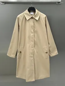 Women's Trench Coats Designer Retro Solid Color Lapel Loose Mid-length Coat For Autumn Fashion All-in-one Straight Jacket