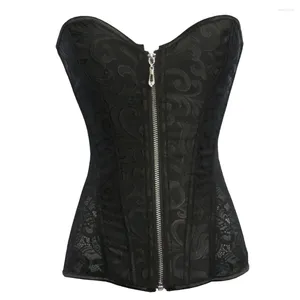 Bustiers Corsets XS-XXL女性セクシーな黒いレースアップとゴシックジップオーバーバストコルストCincher Slimming Body Shaper Plusサイズ