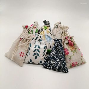 Jewelry Pouches 1000pcs Pattern Style Jute Bag Sack Cotton Drawstring Christmas Gift Bags For Packaging Wedding Diy