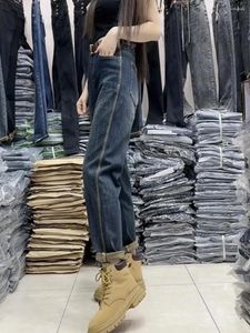 Jeans femininos estiramento harlan para mulheres 2023 tamanho grande cintura alta mulher magra papai calças y2k tendência moda