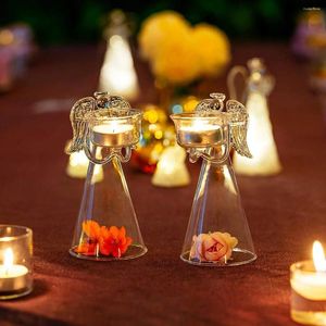 Candle Holders Christmas Glass Figurine Candlestick Holder Fairy Burning Cups For Home Desktop Wedding Xmas Party Decor