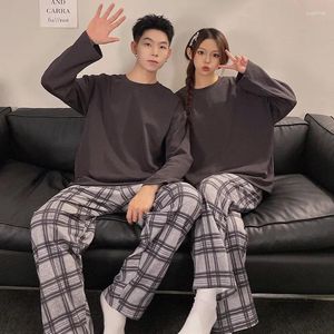 Men's Sleepwear Couple Pajamas Set Cotton Autumn Long Sleeves Pants Home Suit Striped Lovers Comfortable Two-piece Female Pyjamas