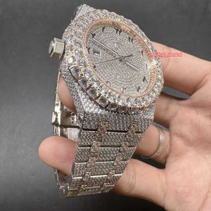 F2RU RDP5 Новые мужские часы со льдом, 2 тона, корпус из розового золота, арабские цифры, большой бриллиантовый ободок 8215, автоматический механизм, блестящий, хорошая, бесплатная доставка