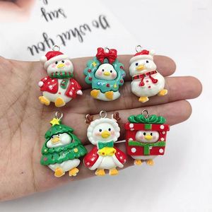 Charms 10pcs Kawaii Christmas Animals Duck Trees do biżuterii Making żywicy wispy na prezenty