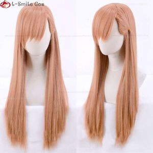 Catsuit Costumes Game FFXIV Ryne Cosplay 70cm Long Orange Pink Heat Resistant Synthetic Hair FF14 Halloween Wigs + Wig Cap