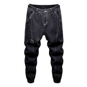 Harem calças de brim dos homens joggers estiramento baggy solto ajuste calças cintura elástica moda desinger roupas dos homens jean hombre cowboys