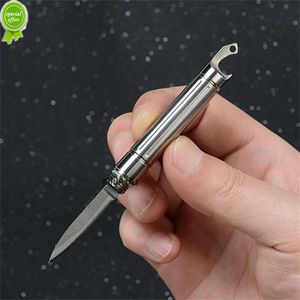 Coltello multifunzione in lega di titanio Portachiavi portatile Mini coltello a lama affilata con apribottiglie Coltello piccolo per autodifesa esterna