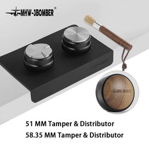 Tampers MHW 3Bomber 51 53 58mm Espresso Tamper and Coffee Distributör med Tamping Mat Cleaning Brush Set Professional Leveler Tools 231027