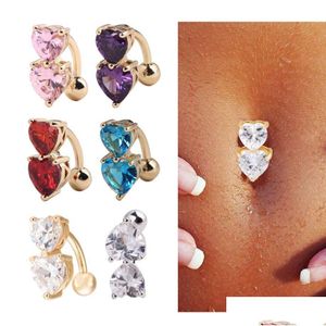 Navel Bell Button Rings 316L Steel Belly Crystal Piercing Earring Gold Body Jewelry Drop Delivery Otj1C