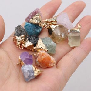Kolye Kolyeler Modaya uygun doğal taş kaya kuvars küçük düzensiz pembe kristal takılar için mücevher yapmak DIY kolye küpe aksesuarları
