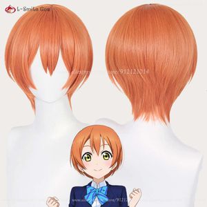 Catsuit Costumes Anime Lovelive Love Live Hoshizora Rin Cosplay Peruka Kobiety 30 cm pomarańczowe peruki odporne na ciepło syntetyczne włosy