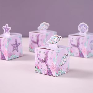 Gift Wrap 12pcs Mermaid Tail Candy Boxes Box Little Birthday Party Decor Kids Under the Sea Supplies Packaging Bag 231027