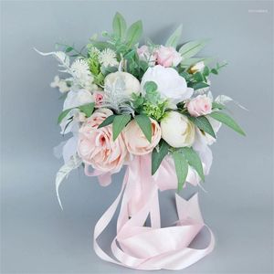 ウェディングフラワーブーケ花嫁ブライダルブーケは花の飾りギフトを保持するシルク