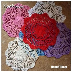 Table Mats Luxury Cotton Placemat Cup Tea Coffee Mug Kitchen Cloth Lace Round Crochet Doily Christmas Party Pad