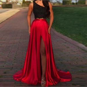 Runway Dresses Sexy Red High Side Split Women Satin kjolar för fest a-line lång kvinnlig vuxen kjol blixtlås anpassad Faldas Largas Mujer T231027