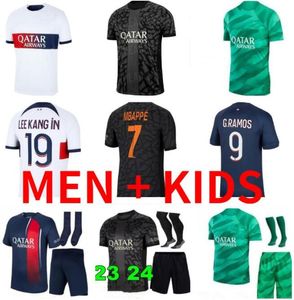 23 24 Hakimi Mbappe Soccer Jerseys Verratti Ugarte G.Ramos Skriniar Asensio Lee Kang In O.Dembele Maillots Shirt Men Kids Kit sätter Uniform Enfants Football Jerseys