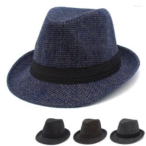 ベレー帽Fedora Hats Men Wool Cap Autume Winter Warm Hat Classical Panama Mens Jazz Fedorasキャップ