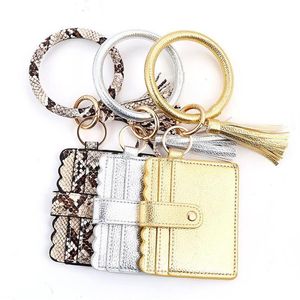 Bangle Moda Pulseira Chaveiro Saco de Cartão para Mulheres Zebra Vaca Padrão PU Couro Borla Carteira Pulseira Bolsa Chave Titular Bolsa254S