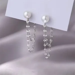 Dangle Earrings 925 Silver Needles Tassel Chain Pearl Drop Earring For Women Girls Ear Line Hanging Earings Jewelry Gifts Eh2217