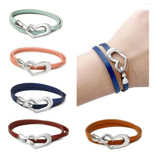 Charm Bracelets Fashion Women's Heart Shaped Simple Bracelet Leather PU Small Fresh Selling