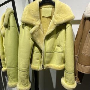Kadınlar Deri Yoloagain 2023 Kış Kalın Sıcak Büyük Boy Shearling Ceket Ceket Kadınlar Gerçek Bayanlar Outerwear