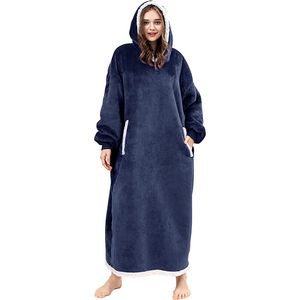대형 후드 스웨트 셔츠 겨울 후드 양털 거대한 웨어러블 잠옷 소매와 함께 담요를 풀고 대형 여성 후기 스웨트 셔츠