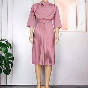 Casual Dresses 2023 European And American Women's Mid-length Skirt Africa Plus-size OL Commuter Solid-color Dress 458#