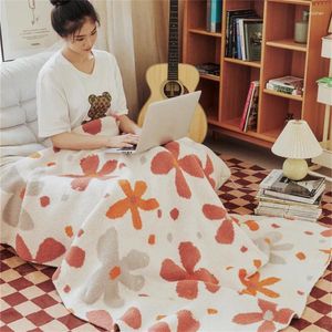 Battaniye ins stil çiçek sınıfı bir örme çizgi battaniye şekerleme tek gündelik yarım taraflı polar çok fonksiyonlu kanepe şal