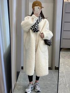 Trench da donna Inverno Elegante caldo monopetto lungo cappotto in pelliccia sintetica da donna Solid Luxury Giacca in morbida lana di agnello di alta qualità Furry