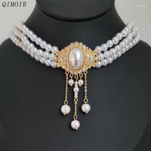 Choker naśladowanie Pearl Krótki naszyjnik dla kobiet wielowarstwowy elegancki akcesoria imprezowe romantyczny styl projektanta biżuterii ponadczasowy C1421