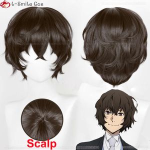 Catsuit Costumes High Quality Scalp 30cm Brown Dazai Osamu Bungo Stray Dogs Heat Resistant Hair Cosplay Anime Wigs + Wig Cap