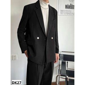 男性コスチューム新しいデザイナーのスーツルースフィット2ピースビジネスカジュアル衣装ファッションマッチセット